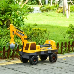Homcom Tractor Para Niños De 2-3 Años Con Pala Excavadora Luces Música Y Espacio
