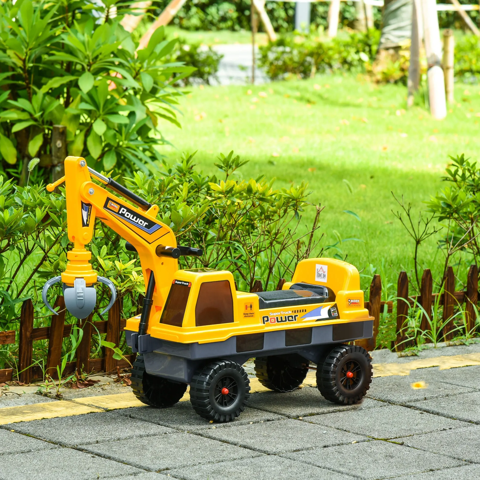 Homcom Tractor Para Niños De 2-3 Años Con Pala Excavadora Luces Música Y Espacio