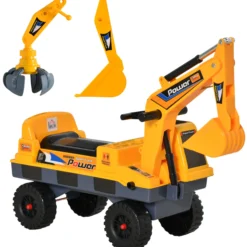 Homcom Tractor Para Niños De 2-3 Años Con Pala Excavadora Luces Música Y Espacio