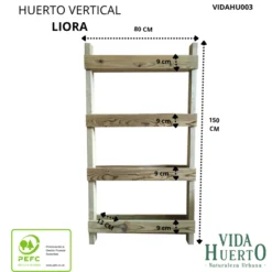 Huerto Urbano Liora Vertical de Madera Tratada VidaHuerto 80x13x150