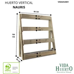 Huerto Urbano Nauris Vertical 4 Departamentos Vidahuerto 90x30x100 Cm.