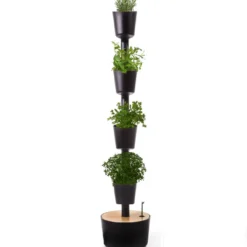 Huerto Vertical De Interior Citysens 4 Macetas Con Autorriego Y Semillas Aromáticas– Negro, Polipropileno 100% Reciclado