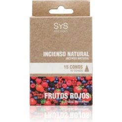 Incienso Natural Frutos Rojos SYS Aromas | 15 Conos | Aroma Afrutado y Dulce | Carbón Vegetal, Resinas y Bambú