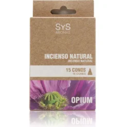 Incienso Natural Opium SYS Aromas | 15 Conos | Aroma Oriental y Amaderado | Carbón Vegetal, Resinas y Bambú