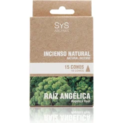Incienso Natural Raíz Angélica SYS Aromas | 15 Conos | Aroma Herbal y Balsámico | Carbón Vegetal, Resinas y Bambú