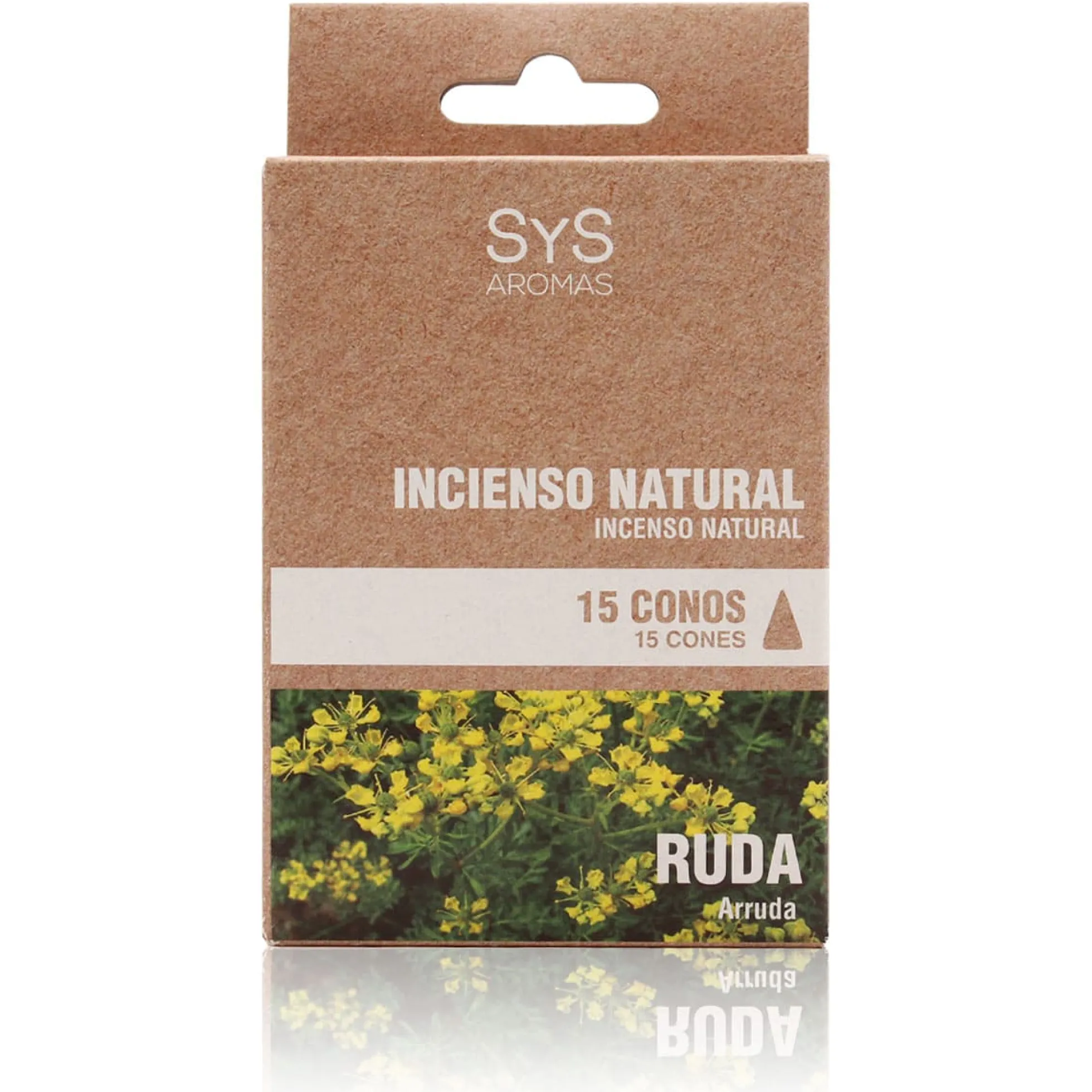 Incienso Natural Ruda SYS Aromas | 15 Conos | Aroma Agreste y Herbal | Carbón Vegetal, Resinas y Bambú