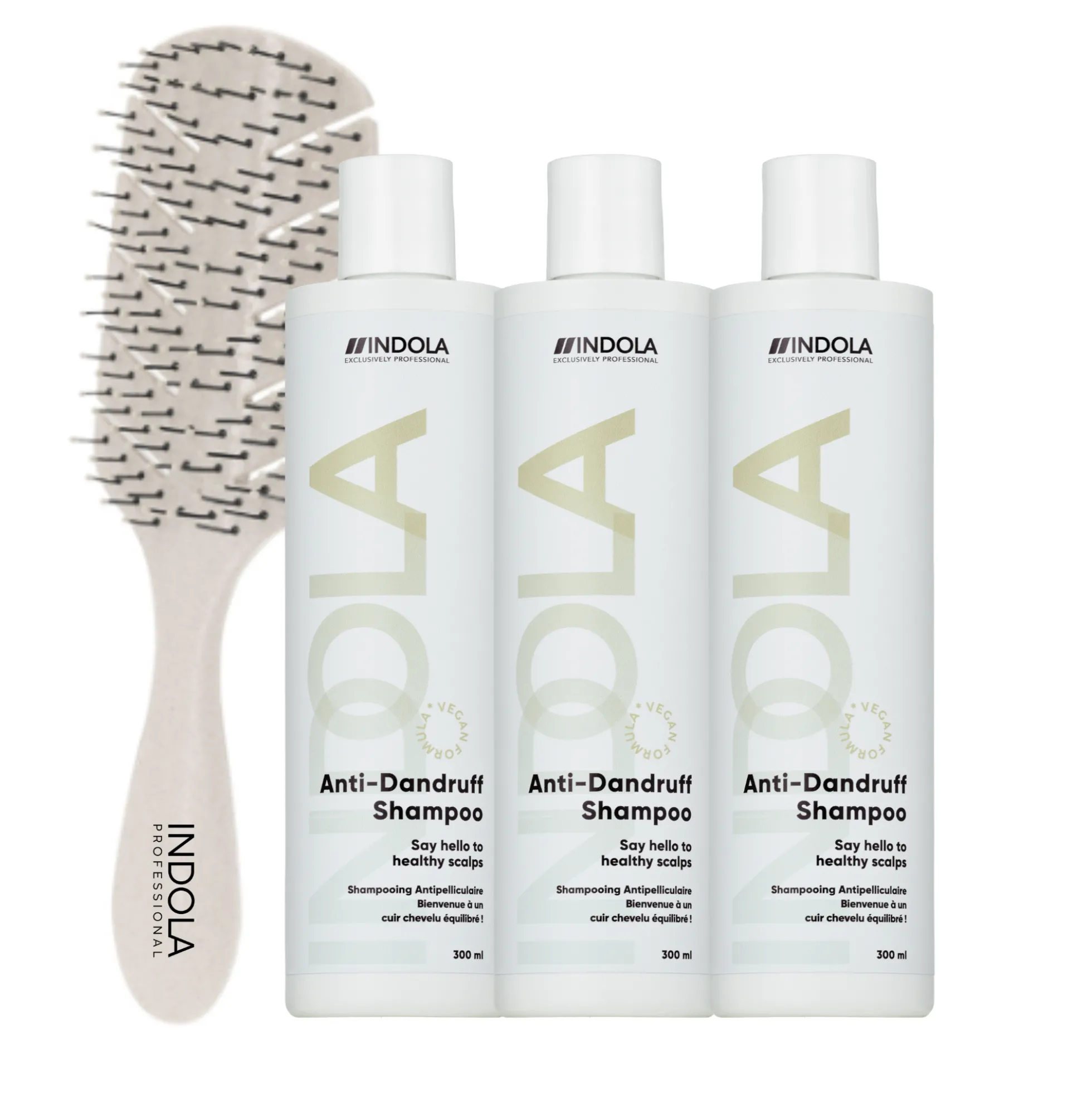 Indola Champú Anticaspa Pack 3 X 300 Ml + Peine Regalo | Elimina Caspa