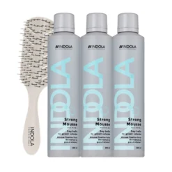 Indola Strong Mousse Pack 3 X 200 Ml + Peine Regalo | Fijación Fuerte