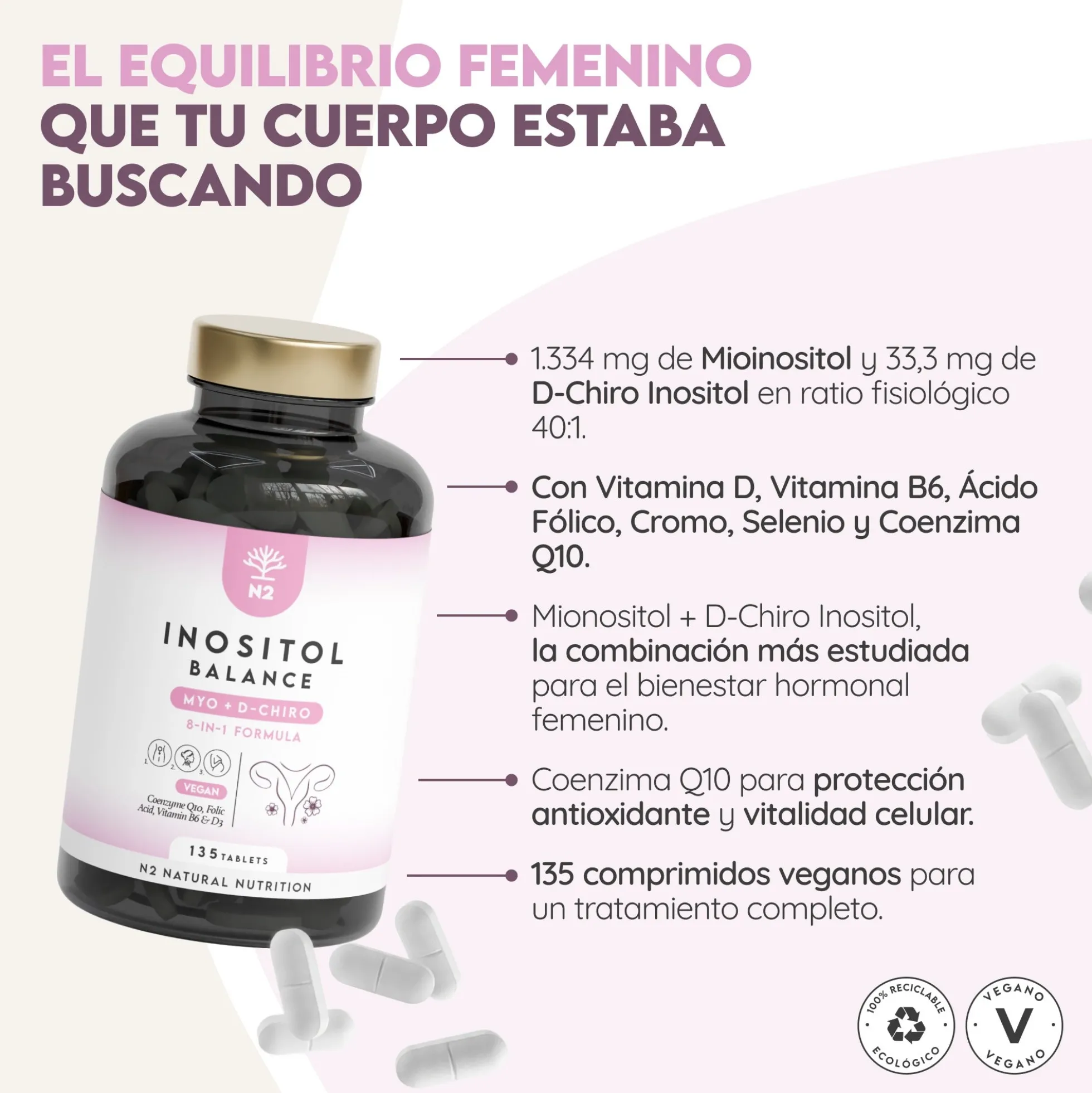 Inositol Balance 30 días Hormonal N2 Natural Nutrition 60 cápsulas