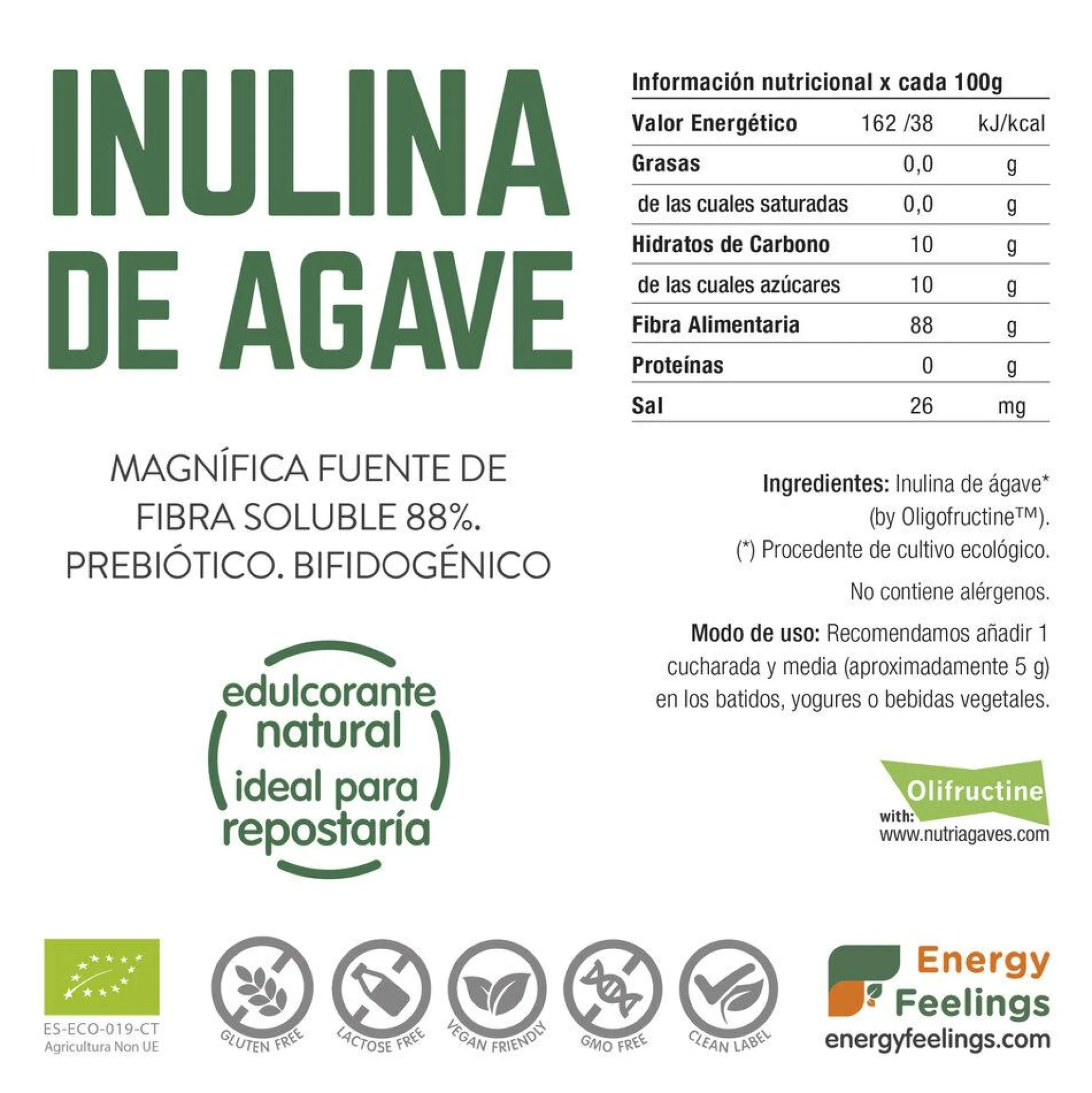 Inulina de agave Energy feelings 1 kg