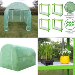 Invernadero Politúnel Con Estantería Galvanizada De Jardín Carpa De Cultivo 25mm 3 X 2m
