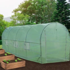 Invernadero Politúnel Con Estantería Galvanizada De Jardín Carpa De Cultivo 25mm 6m X 3m