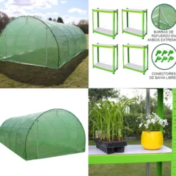 Invernadero Politúnel Con Estantería Galvanizada De Jardín Carpa De Cultivo 25mm 6m X 3m
