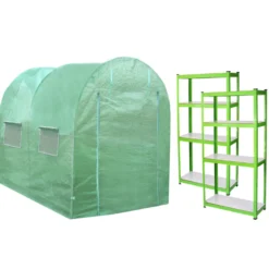 Invernadero Politúnel Con Estantería Galvanizada De Jardín Carpa De Cultivo 25mm 4 X 2m