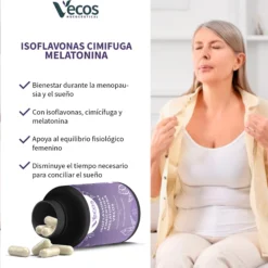 Isoflavonas + Cimicífuga + Melatonina Vecos 60 Cápsulas | Menopausia, Descanso Y Equilibrio Hormonal