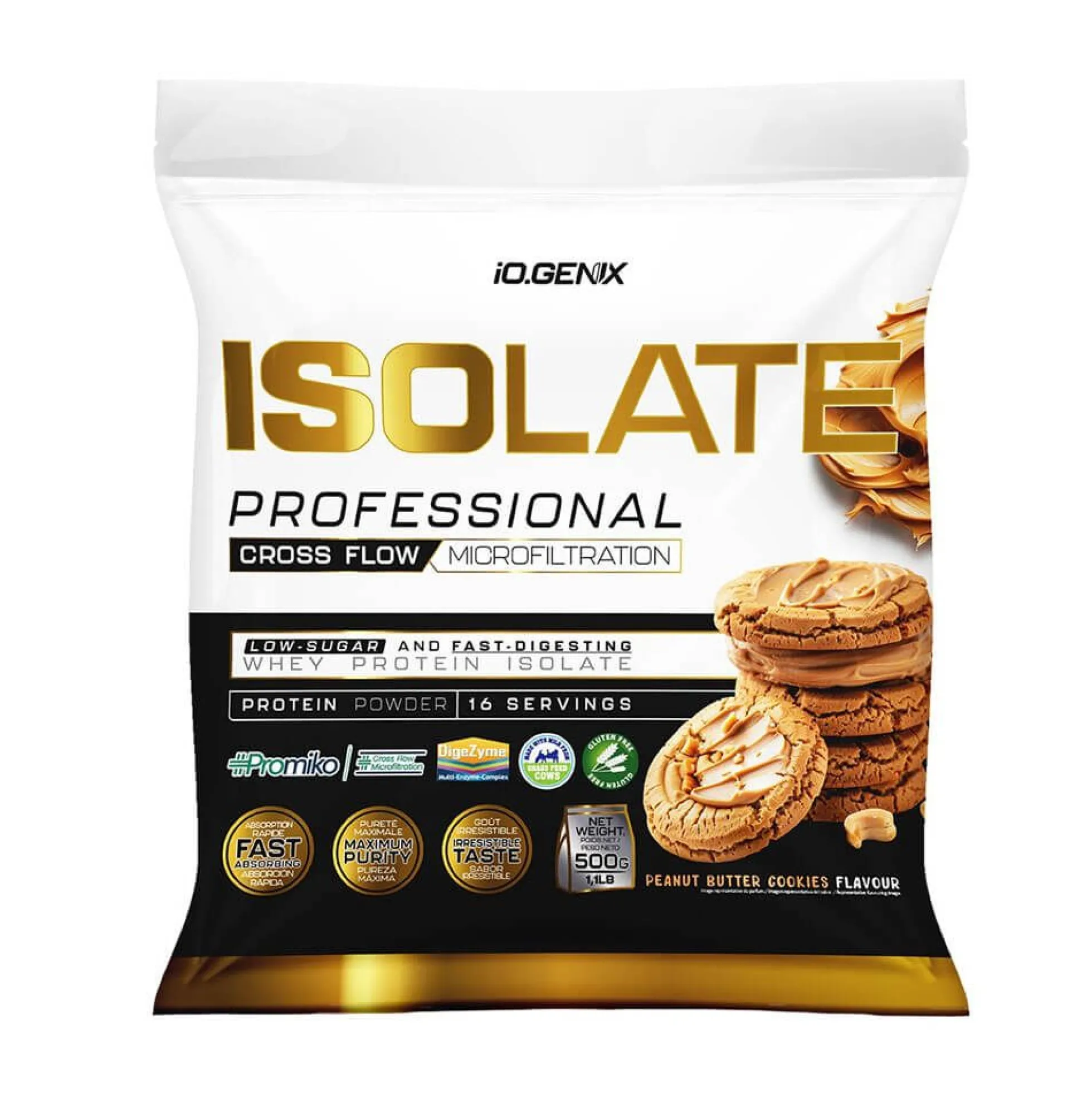 Isolate Profesional - 500g - Galletas Con Crema De Cacahuete - Proteína De Aislado De Suero Isolate - Io.genix