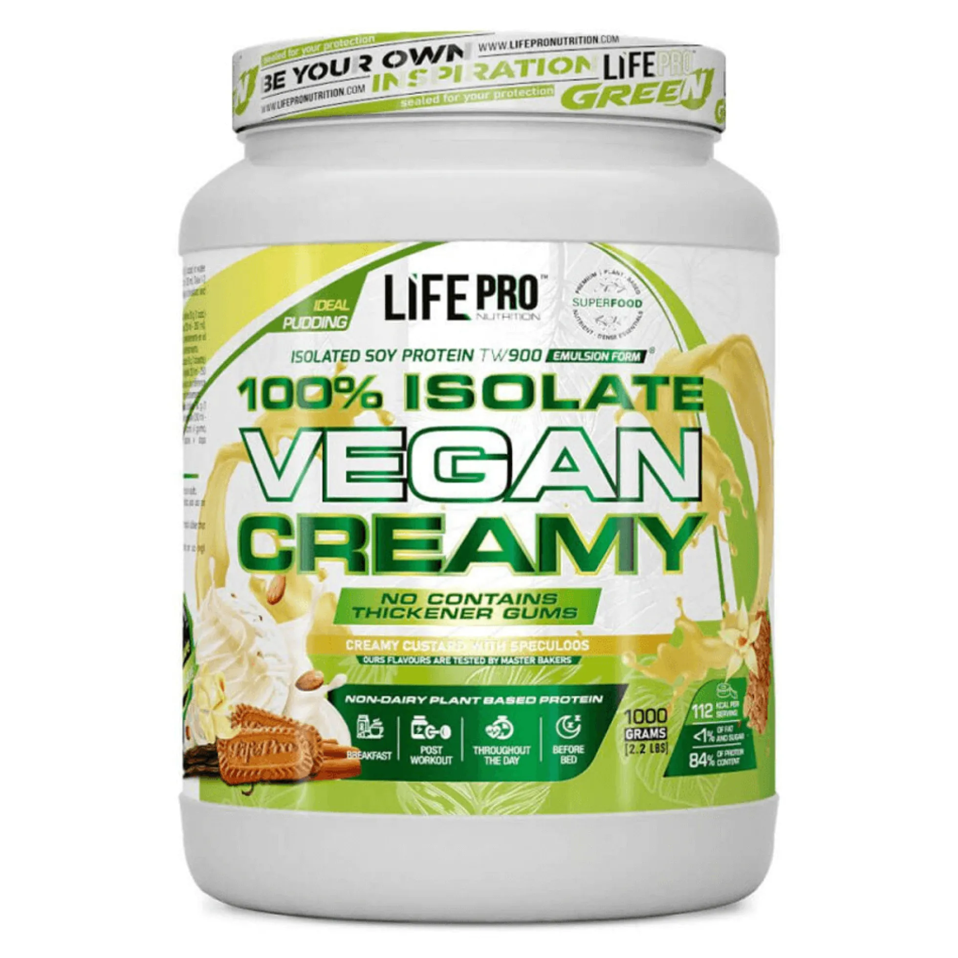 100% Isolate Vegan Creamy - 1kg - Natilla Con Galleta Lotus - Proteína Vegetal - Lifepro