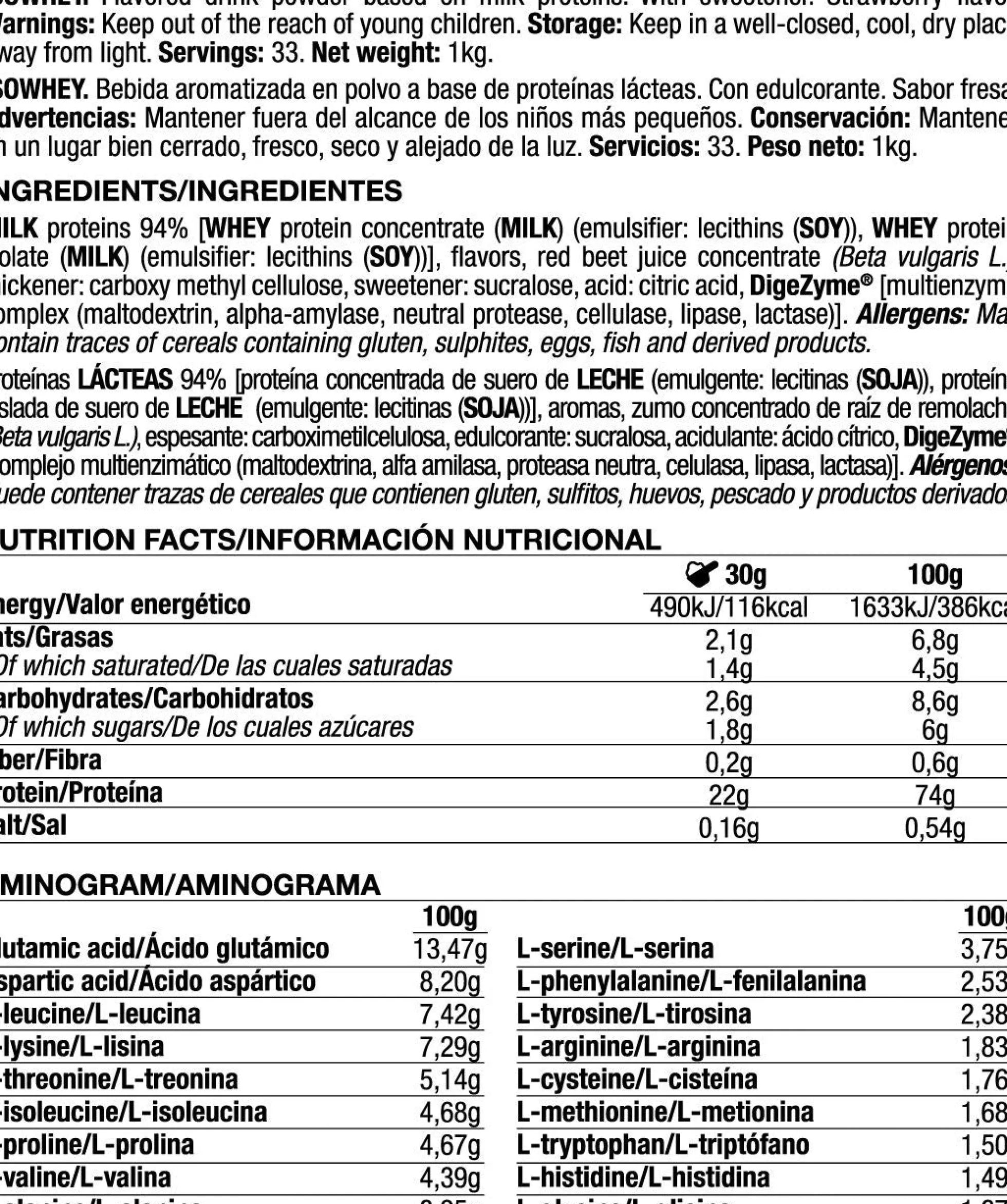 Isowhey - 1kg - Fresa - Proteína De Aislado De Suero Isolate - Quamtrax