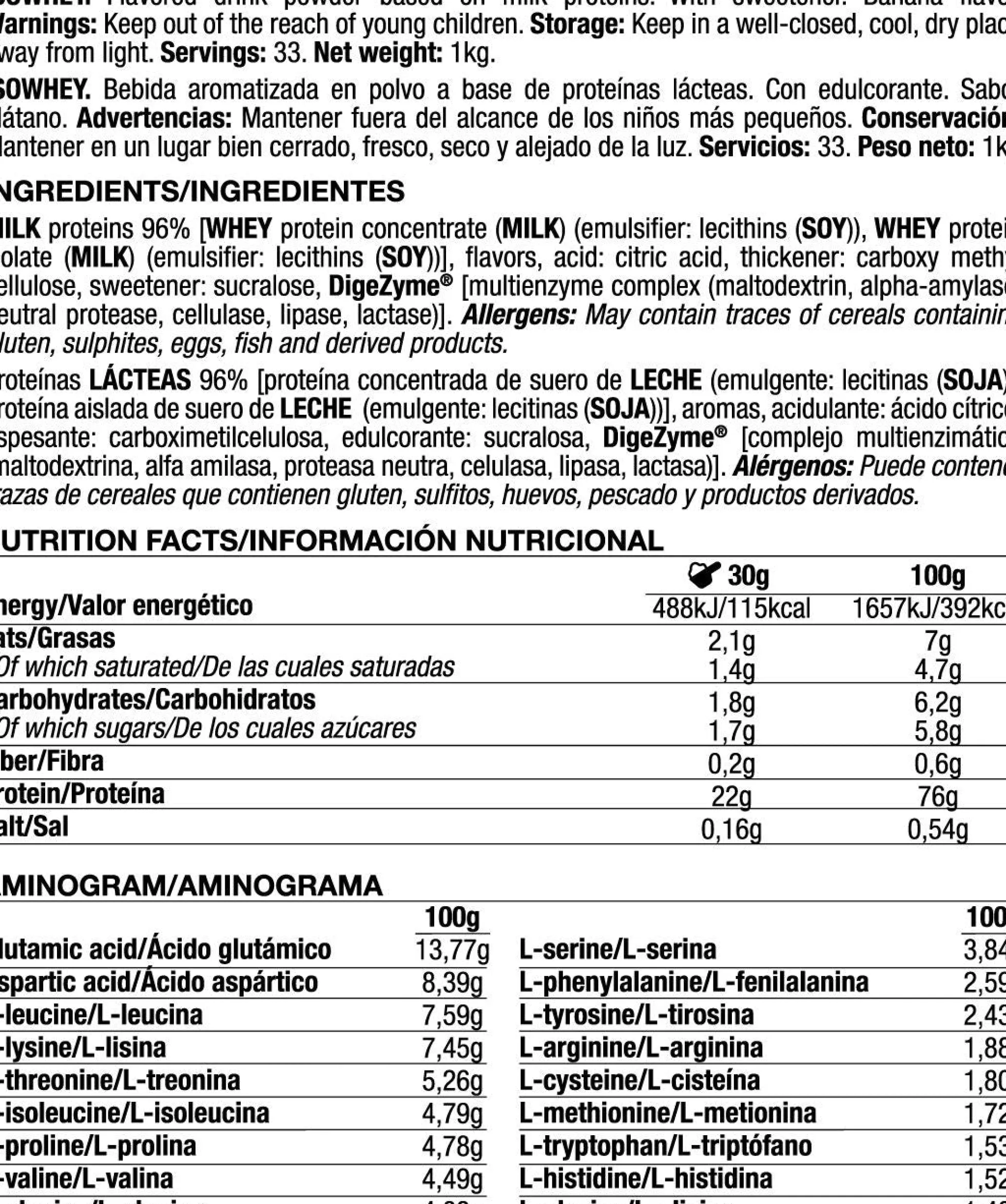 Isowhey - 1kg - Platano - Proteína De Aislado De Suero Isolate - Quamtrax
