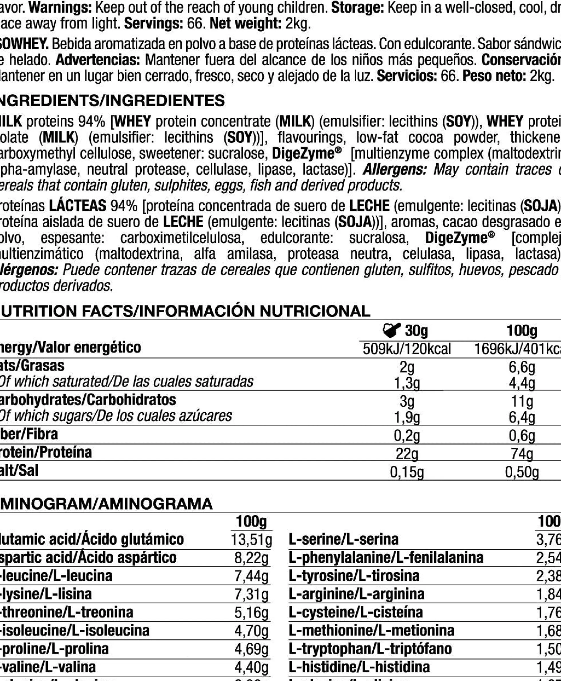Isowhey - 2kg - Sandwich De Helado - Proteína De Aislado De Suero Isolate - Quamtrax