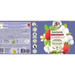 Jabón de Manos Suavizante con Fresa Silvestre y Leche de Algodón, Mama Pharmelia, 500 ml
