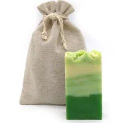 Jabón Natural Aloe Vera 90g En Bolsa Regalo De Yute - Piel Estropeada, Escamosa Y Muy Seca - Hidrata, Reafirma Y Repara