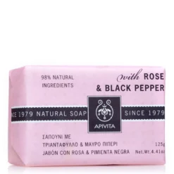 Jabón Natural con rosa y pimienta negra Apivita 125 g
