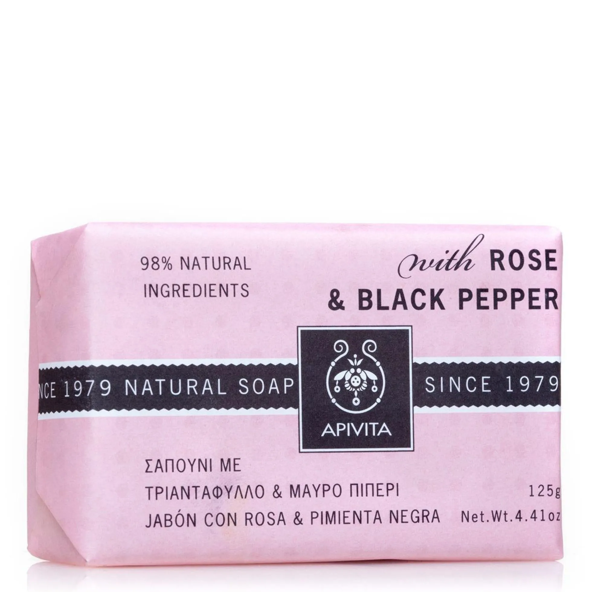 Jabón Natural con rosa y pimienta negra Apivita 125 g