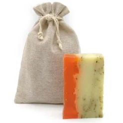 Jabón Natural De Jojoba 90g En Bolsa Regalo De Yute. Piel Muy Seca. Regula El Exceso De Grasa Y Sequedad, Antibacteriano