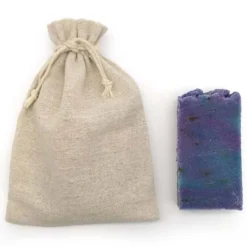 Jabón Natural Lavanda 90g En Bolsa Regalo De Yute - Piel Grasa - Calma La Piel Irritada - Reduce La Aparición Del Acné