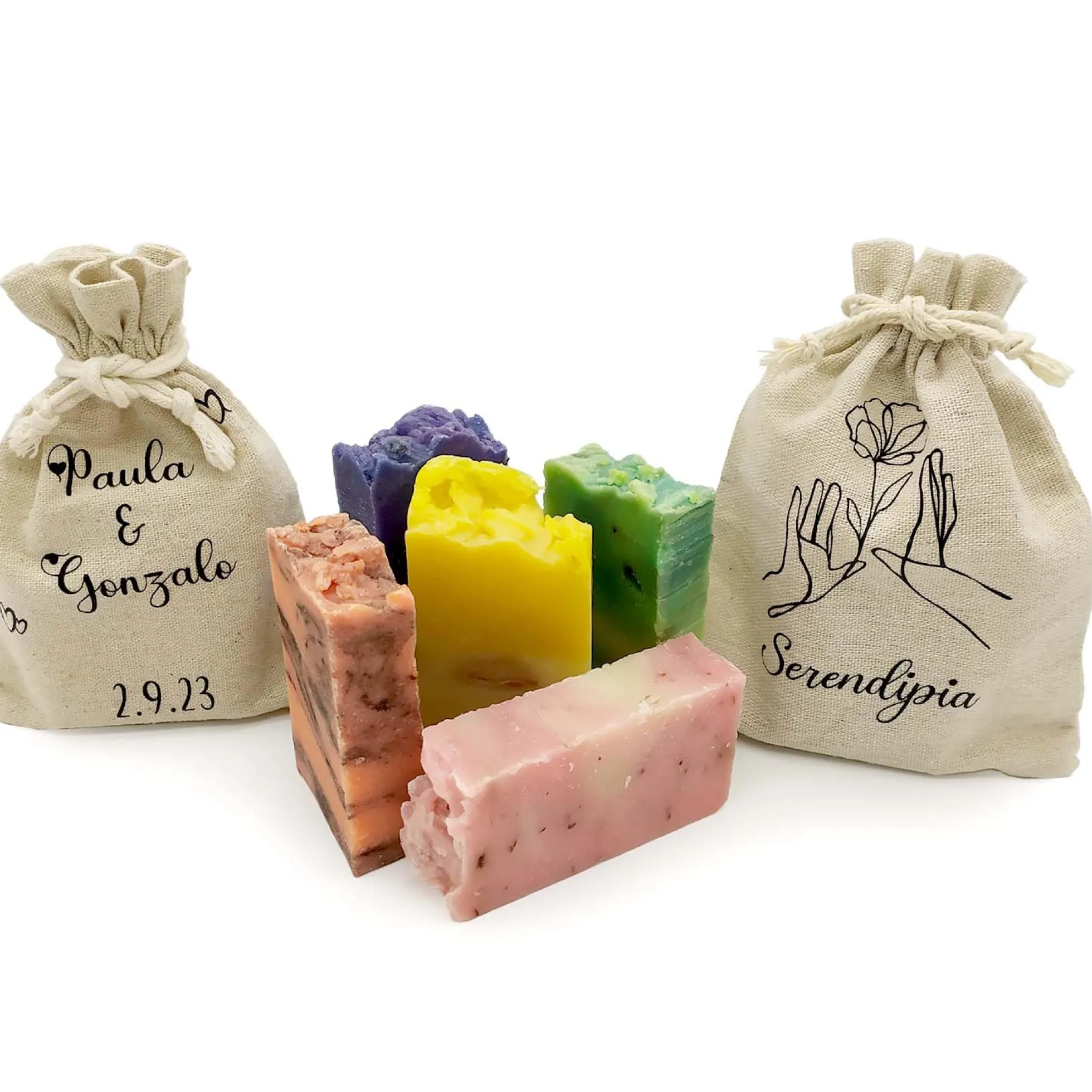 Jabón Natural Lavanda 90g En Bolsa Regalo De Yute - Piel Grasa - Calma La Piel Irritada - Reduce La Aparición Del Acné
