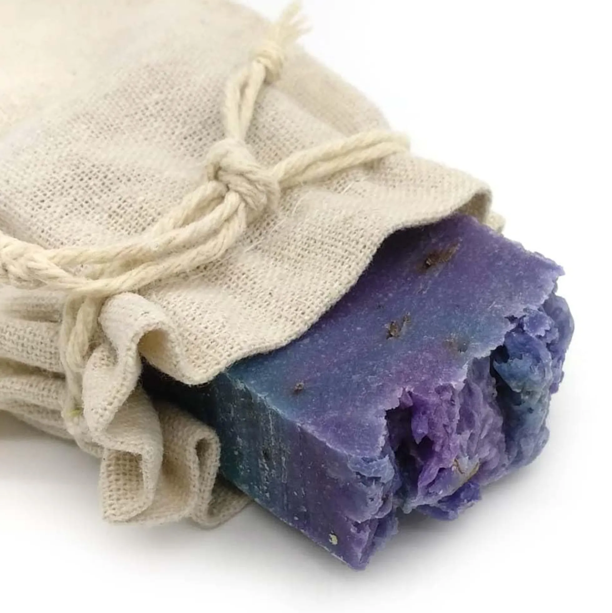 Jabón Natural Lavanda 90g En Bolsa Regalo De Yute - Piel Grasa - Calma La Piel Irritada - Reduce La Aparición Del Acné