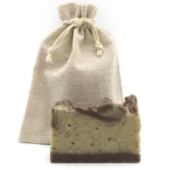 Jabón Natural Manteca Coco 90g En Bolsa Regalo De Yute - Nutre Y Suaviza La Piel Muy Seca Y Agrietada - Para Eczemas