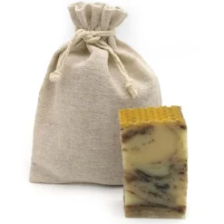 Jabón Natural Miel Y Propóleo 90g En Bolsa Regalo De Yute - Previene Sequedad En La Piel - Reduce Acné - Higiene Íntima