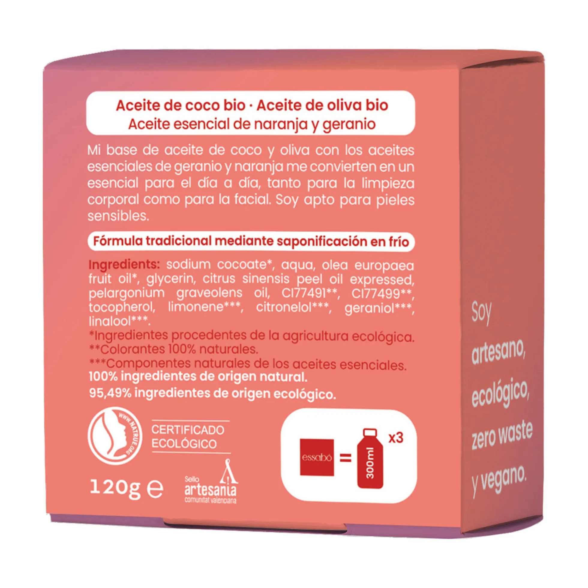 Jabón Sólido Ecológico Esencial Geranio ESSABÓ 120 g