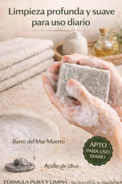 Jabón Sólido Natural de Barros del Mar Muerto 100 g | Limpieza Purificante para Piel Grasa y Mixta | M&On Naturals