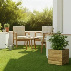 Jardinera Cuadrada De Madera Tratada 40x40x40 Cm Pun Hortalia