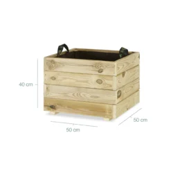Jardinera Cuadrada De Madera Tratada 50x50x40 Cm Pun Hortalia