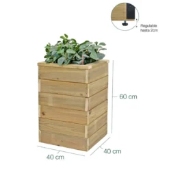Jardinera De Madera Con Autorriego 40x40x60 Cm Nidum Basic Hortalia