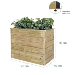 Jardinera De Madera Con Autorriego 75x40x60 Cm Nidum Basic Hortalia