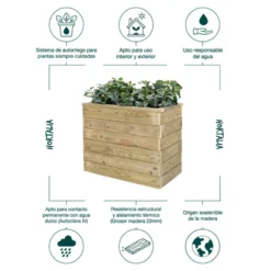 Jardinera De Madera Con Autorriego 75x40x60 Cm Nidum Basic Hortalia