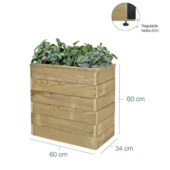 Jardinera De Madera Con Autorriego 60x34x60 Cm Nidum Basic Hortalia