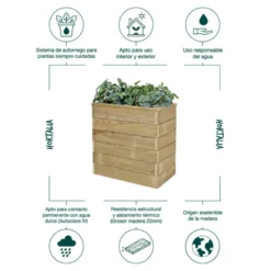 Jardinera De Madera Con Autorriego 60x34x60 Cm Nidum Basic Hortalia