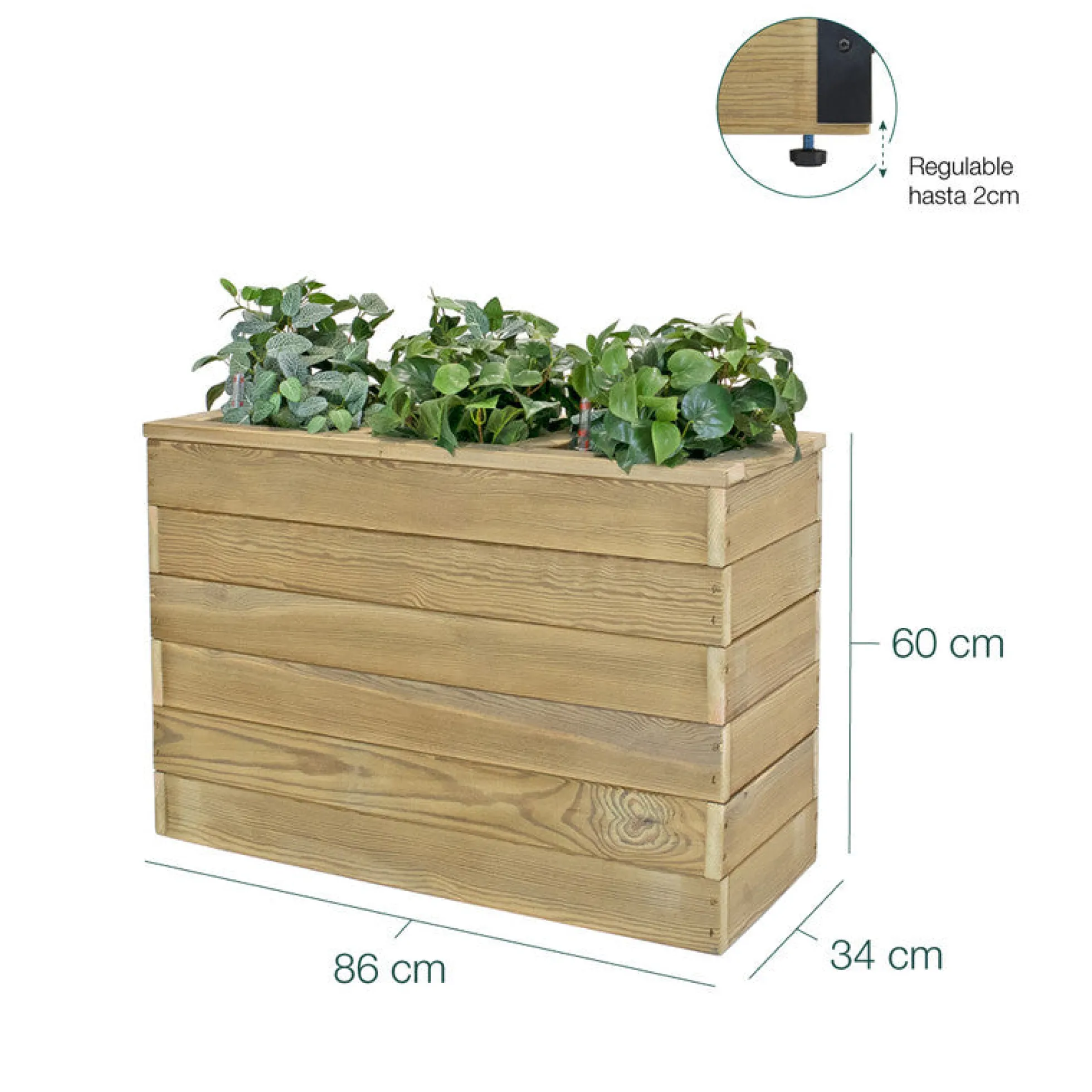 Jardinera De Madera Con Autorriego 86x34x60 Cm Nidum Basic Hortalia