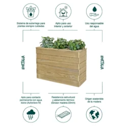 Jardinera De Madera Con Autorriego 86x34x60 Cm Nidum Basic Hortalia