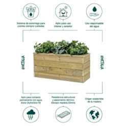 Jardinera De Madera Con Autorriego 86x34x40 Cm Nidum Basic Hortalia