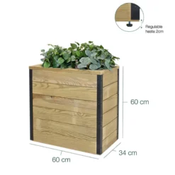 Jardinera De Madera Con Autorriego 60x34x60 Cm Nidum Hortalia