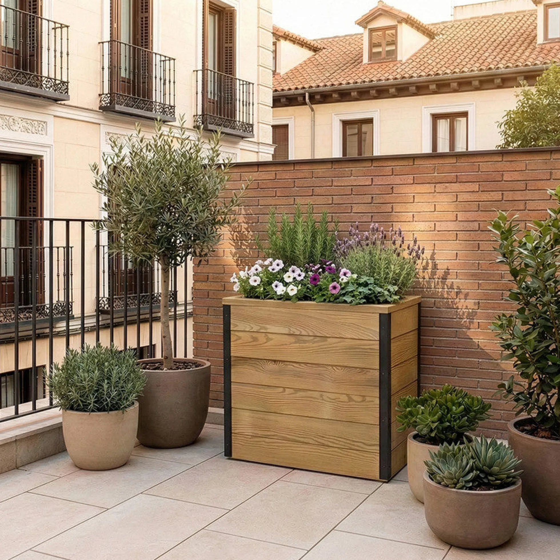Jardinera De Madera Con Autorriego 60x34x60 Cm Nidum Hortalia