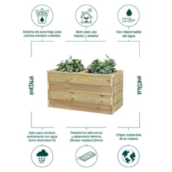Jardinera De Madera Con Autorriego 75x40x40 Cm Nidum Basic Hortalia