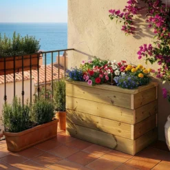 Jardinera De Madera Con Autorriego 60x34x40 Cm Nidum Basic Hortalia